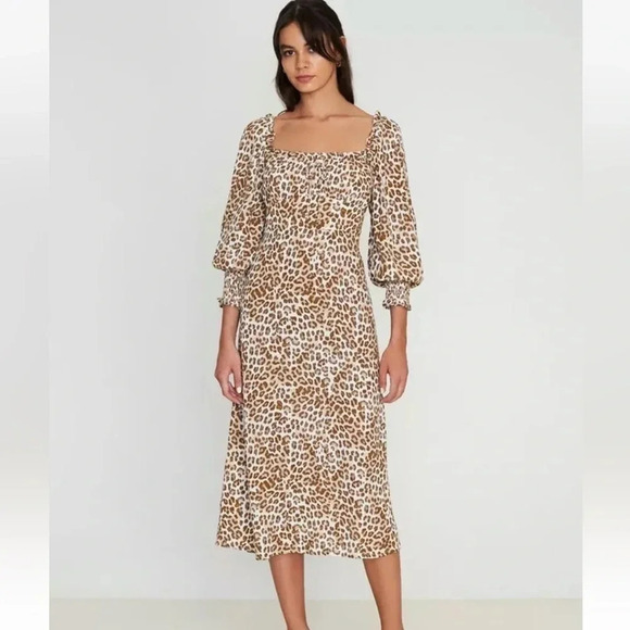 Faithfull the brand Malini Midi Dress Giorgio Animal Size 2 - Picture 1 of 6